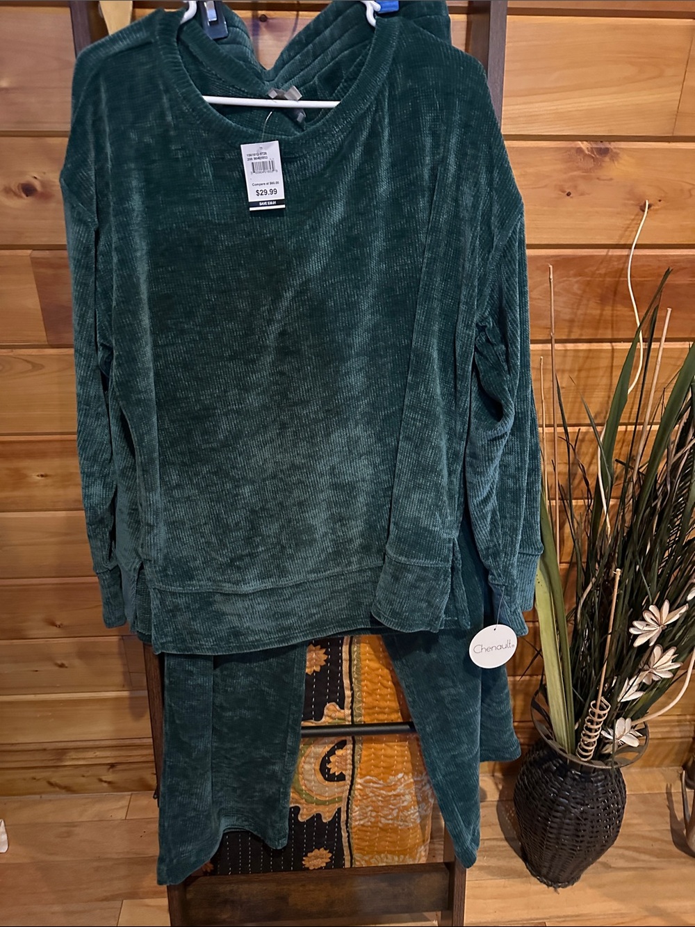 Chenault Deep Green Plush Pajama or lounge Set